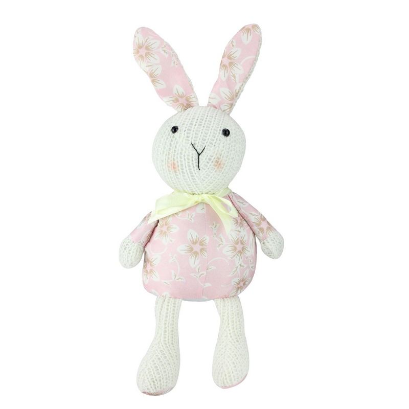 Northlight 13" Floral Easter Bunny Rabbit Spring Decoration - Pink/White, 1 of 4