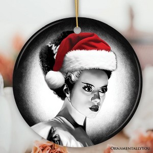 Chilling Bride of Frankenstein Santa Ornament, Gothic Themed Halloween Christmas Gift and Decor| OrnamentallyYou - 1 of 4