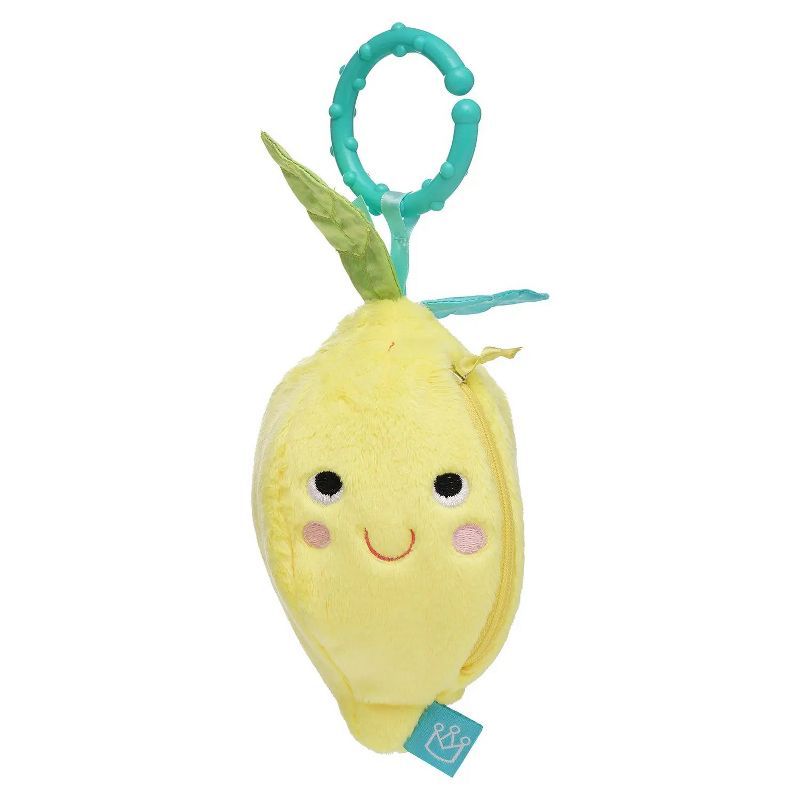 Manhattan Toy Mini-Apple Farm Lemon Baby Travel Toy with Rattle, Squeaker, Crinkle Fabric & Teether Clip-on Attachment, 3 of 10