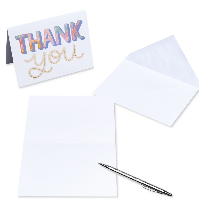 10ct Thank You Dropshadow Card Gold, 4 of 8
