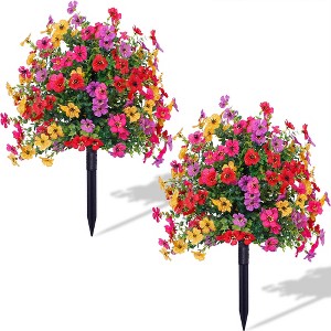 1.97FT Artificial Cypress Topiary Tree w/Ground Spike, Fake Shrubs UV Resistant Artificial Cedar Bushes, Set of 2 Faux Plants for Outdoor - 1 of 4