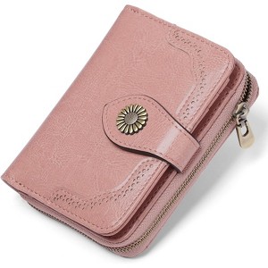 FATMOON Small Women’s Genuine Leather Wallet - RFID Blocking with 7 Card Slots & Zipper Coin Pocket ID Window,for Daily,Travel & Shopping - 1 of 4