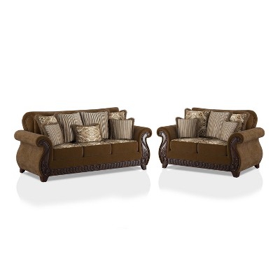 2pc Glenridge Traditional Loveseat and Sofa Set Brown - HOMES: Inside + Out