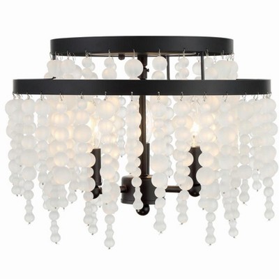 Poppy Matte Black 3-Light Frosted Bead Indoor/Outdoor Chandelier