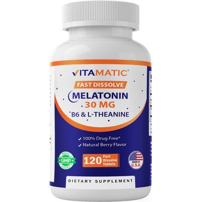 Melatonin 30 mg with L-Theanine & B6 120 Fast Dissolve Tablets