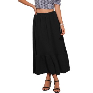 INSPIRE CHIC Women's High Waist Midi Length Flowy Skirts - 1 of 4