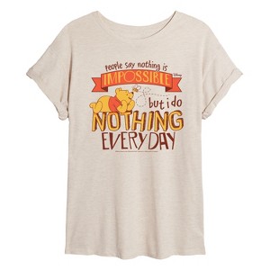 Women's - Winnie The Pooh - Nothing Is Impossible Oversized Graphic T-Shirt - 1 of 4
