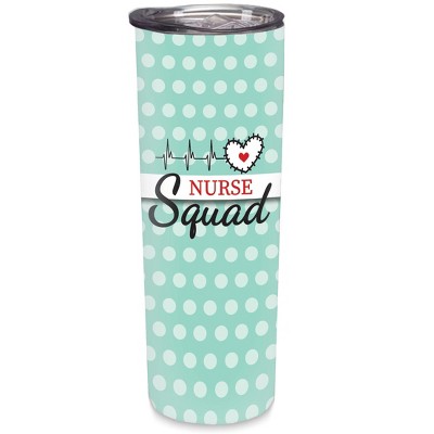 Elanze Designs Nurse Squad Teal Heartbeat 20 ounce Stainless Steel Travel Tumbler
