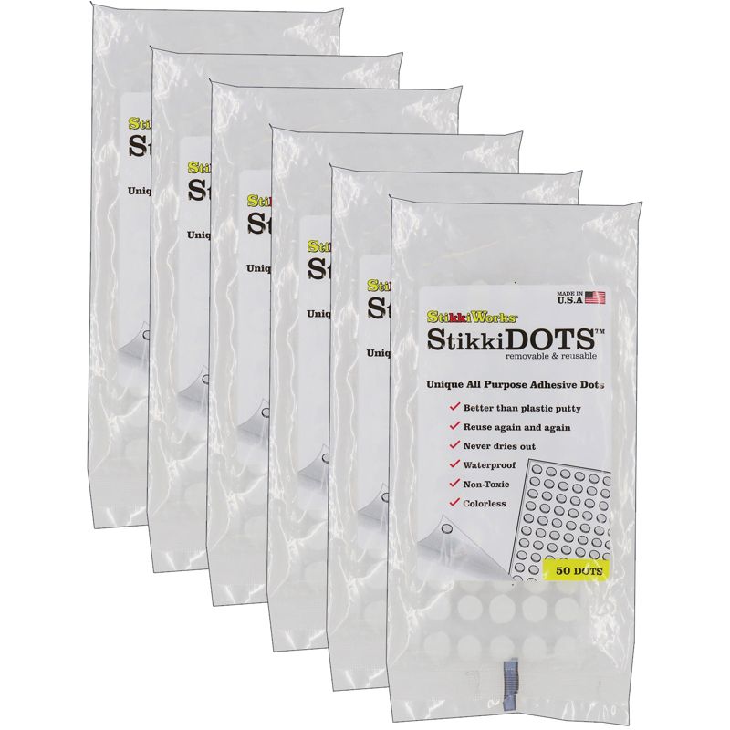 StikkiWorks StikkiDOTS™, Adhesive Dots, 50 Per Pack, 6 Packs, 1 of 3