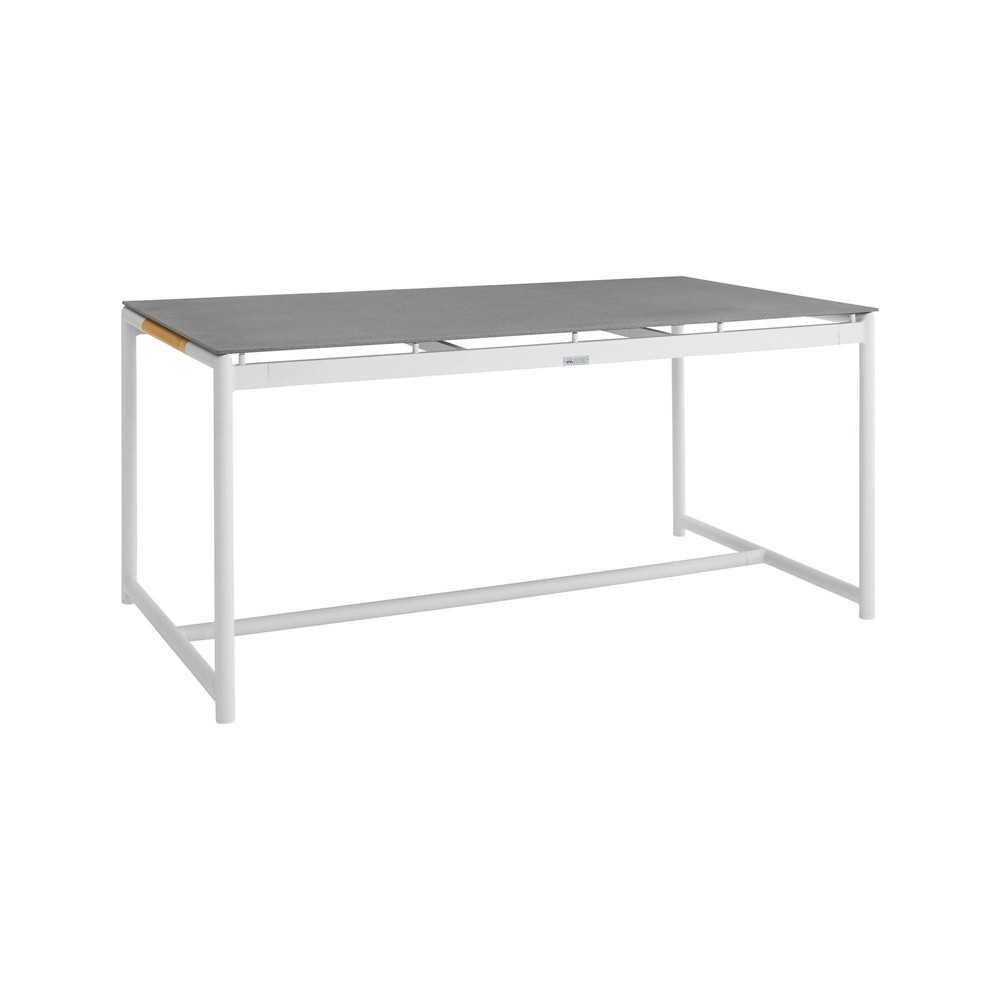 Crown Outdoor Aluminum & Teak Rectangular Dining Table White Armen Living