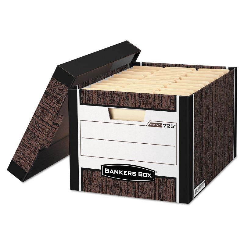 Bankers Box R-KIVE Max Storage Box Letter/Legal Locking Lid Woodgrain 4/Carton 0072506, 1 of 4