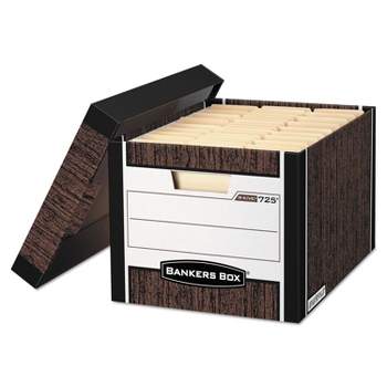Bankers Box R-KIVE Max Storage Box Letter/Legal Locking Lid Woodgrain 4/Carton 0072506