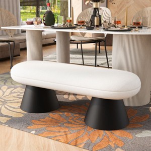 50.75" Versatile Dining Bench with Upholstered Seat and Black Iron Legs, End of Bed Ottoman Bench for Bedroom, Living Room, or Dining Room-Tanpinhause - 1 of 4