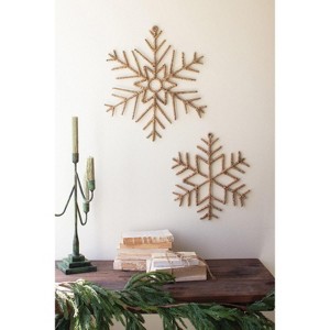 Woven Seagrass Snowflake Decorations – Set of Two – 19"Tall Wall Accents by Kalalou - 1 of 4