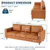 Brown Leather Sofa, 83" Mid-Century Modern Couch, 3-Seater Sofa with Armrests and Comfy Cushions, Pu Deep Seat Sofas for Living Room, Bedroom, Office - 2 of 4