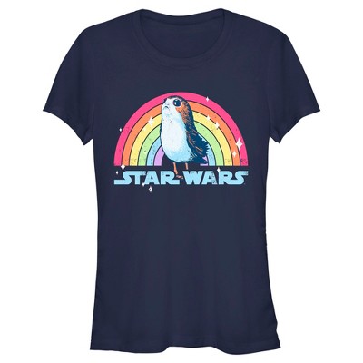 Junior's Star Wars The Last Jedi Porg Pride Rainbow Logo T-Shirt