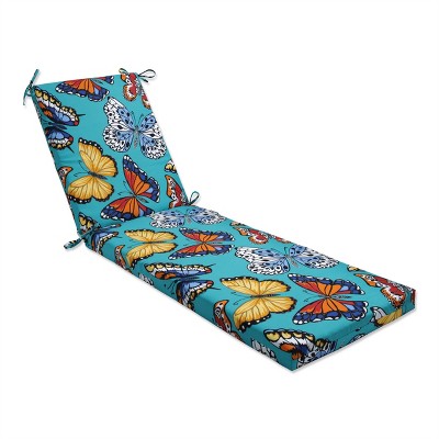 Pillow Perfect 80" x 23" Butterfly Garden Outdoor/Indoor Chaise Lounge Cushion Turquoise