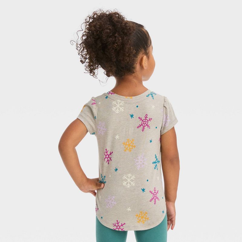 Toddler Girls' Snowflake Short Sleeve T-Shirt - Cat & Jack™ Gray, 3 of 5