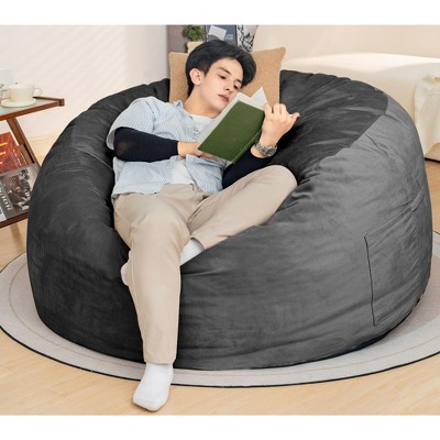 NicBex Bean Bag Chair for Adults Giant Bean Bag Chair Comfy Floor Chair with Memory Foam Filler with Microfiber Cover for Living Room, Gray