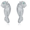 Luxurious 14k gold plated earrings featuring a panther design adorned with emerald and sparkling cubic zirconia for a bold and elegant statement - 2 of 3