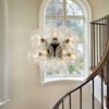 LLHZSY Modern 12-Lights Clear Swirled Ribbed Glass Globe Bubble Chandelier-Black-18 1/2" - 2 of 4