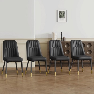 NicBex PU Leather Dining Chairs Set of 2/4,Upholstered Armless Chair with Stripe Backrest,Kitchen Chairs for Office,Living,Meeting Room