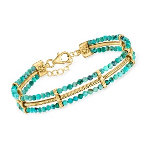 Ross-Simons Turquoise and Snake-Chain Bracelet in 18kt Gold Over Sterling Size 7 - 1 of 4