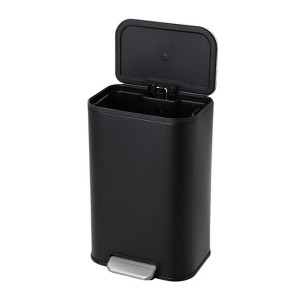 Trash Can - 3.2/5.3/8 Gal,12/20/30 L Stainless Steel Kitchen Trash Can Rectangular Garbage Bin with Soft Close Lid Foot - 1 of 4