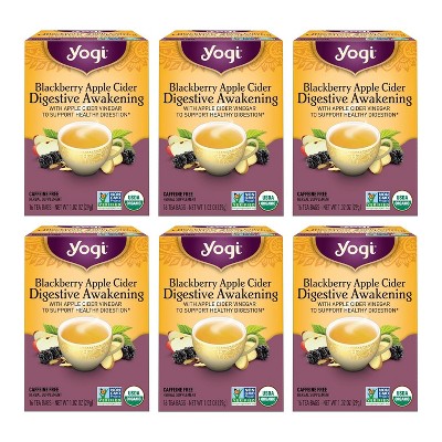 Yogi Tea Blackberry Apple Cider Digestive Awakening Tea - 16 Tea Bags per Pack (6 Packs)