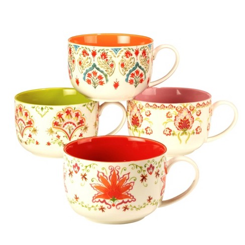 Bruntmor 4 Oz Porcelain Cappuccino Cups With Saucers Set Of 4, Black :  Target