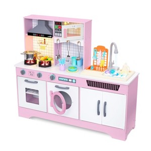 Lil' Jumbl Kids Kitchen Set, Wooden Pretend Play Kitchen with Sounds, Accessories and Running Water - 1 of 4