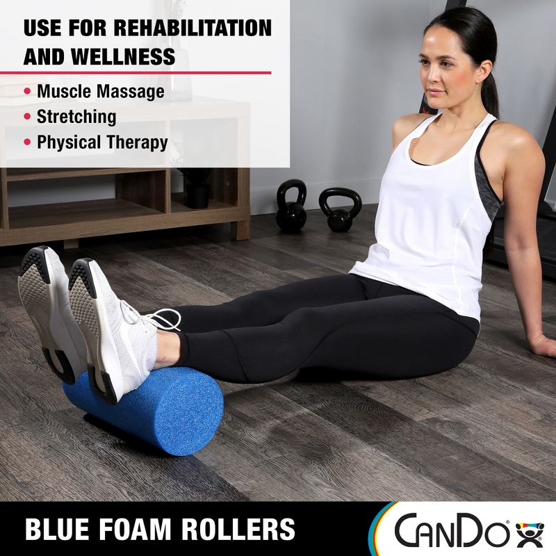 CanDo Blue PE Foam Rollers for Fitness, Exercise Muscle Restoration, Massage Therapy, Sport Recovery and Physical Therapy for Homes, Clinics, and Gyms, 4 of 7