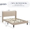 Upholstered King Bed Frame with Wingback Headboard, Velvet Upholstery Platform Bed, No Box Spring Needed, Wood Slats Support, Easy Assembly - 2 of 4