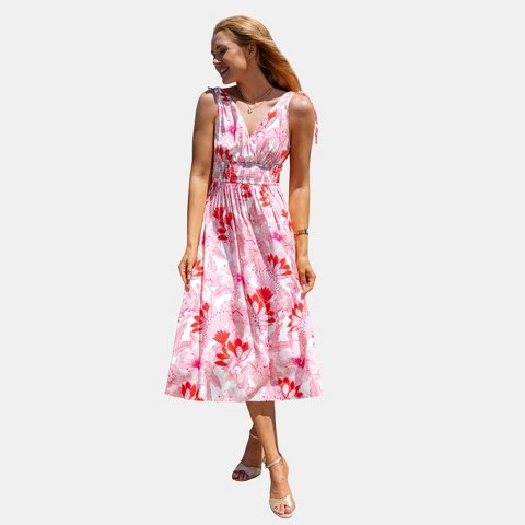 Женские платья Cupshe Women's Midi A-Line Dress with Floral Print for Weddings-L-Pink