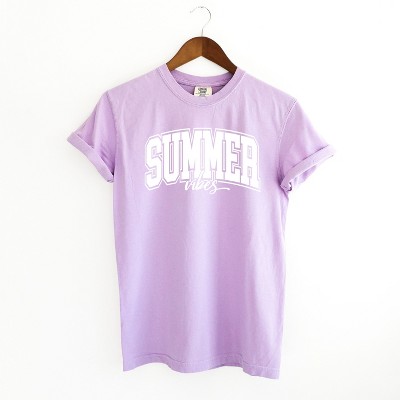 Simply Sage Market Women's Varsity Summer Vibes Cursive Short Sleeve Garment Dyed Tee