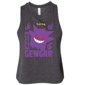 Women's Pokémon Gengar Graphic Racerback Tank - Heather Charcoal - Small - 1 of 3