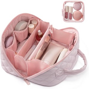 LOVEVOOK Travel Makeup Bag for Women, 2Pcs Set Puffer Waterproof Cosmetic Organizer - 1 of 3