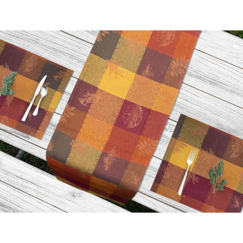 KOVOT Autumn Foliage Set: 4 Placemats & 72" Table Runner - Fall Colors with Foil Leaf Accents for Festive Thanksgiving Table Decor, 1 of 7