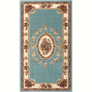 Well Woven Pastoral Medallion French European Floral Formal Traditional Modern Classic Thick Soft Area Rug - 1 of 4