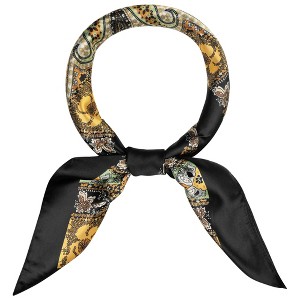 Elerevyo Women's Satin Large Paisley Symmetric Silk Square Scarf Head Wrap Bandanas 35.4" X 35.4" - 1 of 4
