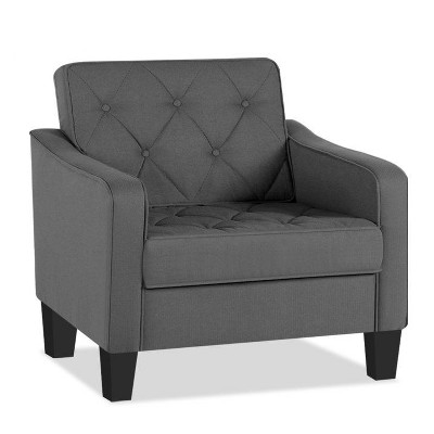 TYBOATLE Living Room Modern Accent Chair set of 2, Upholstered Side Chair Reading Chairs with Padded Cushion, Dark Gray