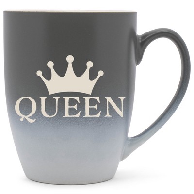 100 North Crown Royalty 10 Ounce Gray and White Two Toned Ombre, Comfortably Fits Your Hands, Ceramic Tea Coffee Cup Mug, Queen