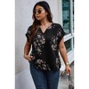 I AM A FASHION JUNKY Plus Size Floral Print V Neck Loose Blouse - 3 of 4