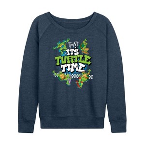 Women's - Teenage Mutant Ninja Turtles - It's Turtle Time Lightweight French Terry Wide Neck Long Sleeve Shirt - 1 of 4