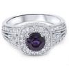 Pompeii3 1 1/2ct Vintage Amethyst & Diamond Halo Ring 14K White Gold - 4 of 4