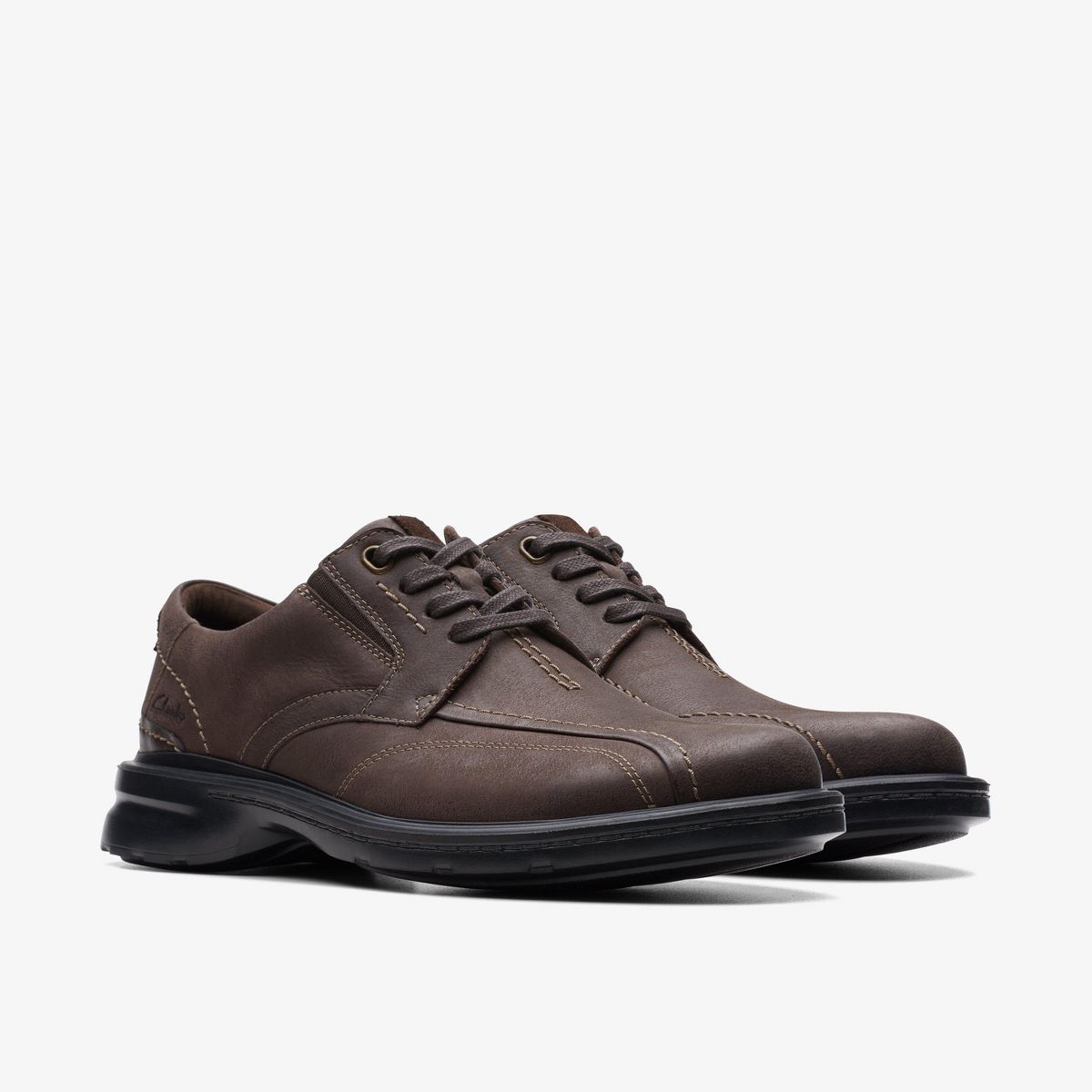 Clarks Mens Gessler Lace Dark Brown Leather Shoes - thumbnail 4