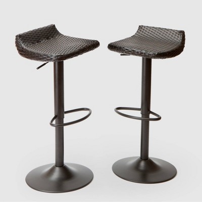 Deco 2pk All- Weather Wicker Patio Barstool Set - Brown - RST Brands