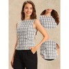 INSPIRE CHIC Women's Tweed Elegant Plaid Print Sleeveless Crew Neck Waist Buckle Back Zipper Top - 2 of 4