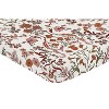 Sweet Jojo Designs Girl Baby Fitted Mini Crib Sheet Boho Floral Wildflower Rust Orange Ivory Off White - 2 of 4