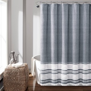 Nantucket Yarn Dyed Cotton Tassel Fringe Shower Curtain - Lush Décor  - 1 of 4